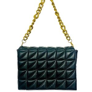 ZARA Black Quilt Gold Chain Handle Bag